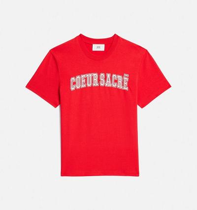 Men's Ami Paris Coeur Sacré T Shirts Red | ami-AU555
