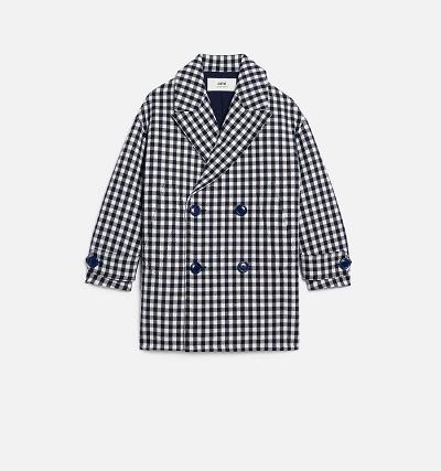 Men's Ami Paris Double Breasted Coats Navy / White | ami-AU626