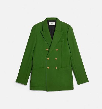 Men's Ami Paris Double Breasted Jackets Green | ami-AU455