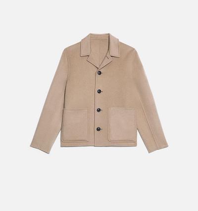 Men's Ami Paris Double Face Coats Khaki | ami-AU173