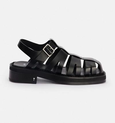 Men's Ami Paris Fisherman Sandals Black | ami-AU117