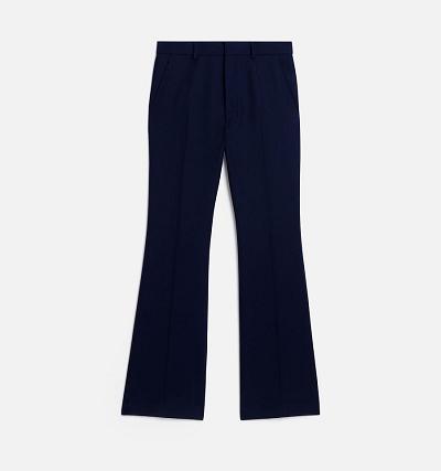 Men's Ami Paris Flare Fit Pants Navy | ami-AU613