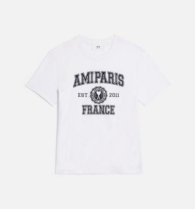 Men's Ami Paris France T Shirts White | ami-AU325