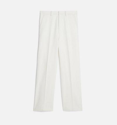 Men's Ami Paris Large Fit Pants White | ami-AU339