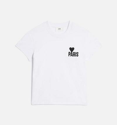 Men's Ami Paris Paris Ami de Coeur T Shirts White | ami-AU241
