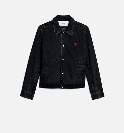 Men's Ami Paris Press Buttons Ami De Cœur Denim Black | ami-AU561