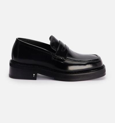 Men's Ami Paris Square Toe Loafers Black | ami-AU495