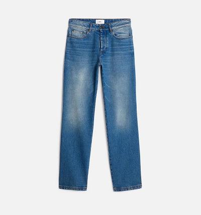 Men's Ami Paris Straight Fit Jeans Blue | ami-AU463