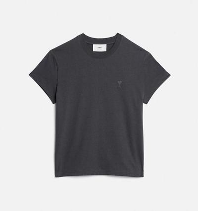 Men's Ami Paris Tonal Ami de Coeur T Shirts Grey | ami-AU410