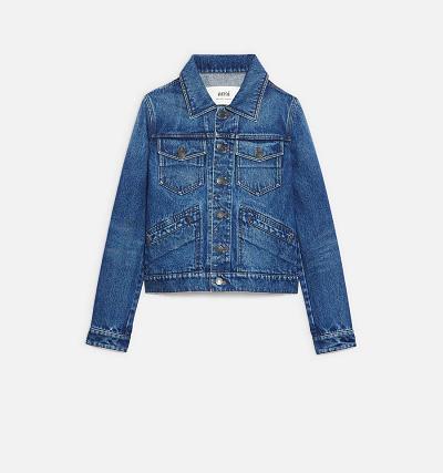 Men's Ami Paris Trucker Denim Blue | ami-AU587