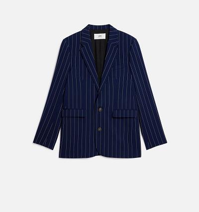 Men's Ami Paris Two Buttons Jackets Navy | ami-AU310