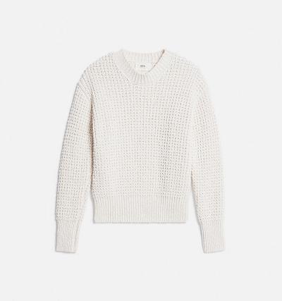 Men's Ami Paris Waffle Knit Sweaters White | ami-AU371
