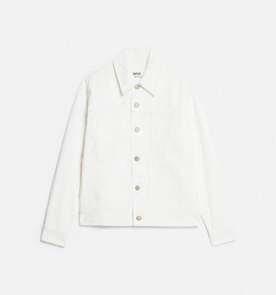 Men's Ami Paris Worker Jackets White | ami-AU331