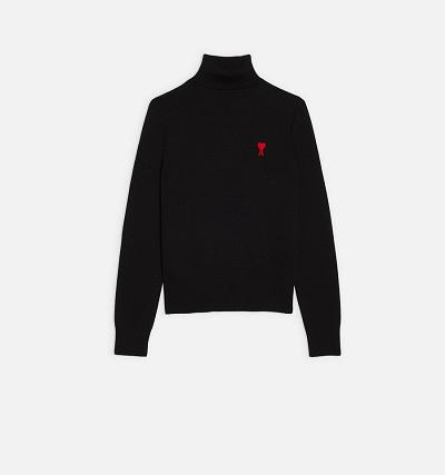 Women's Ami Paris Ami De Coeur Turtleneck Sweaters Black | ami-AU489