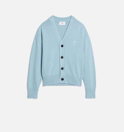 Women's Ami Paris Ami de Coeur Cardigans Blue | ami-AU491