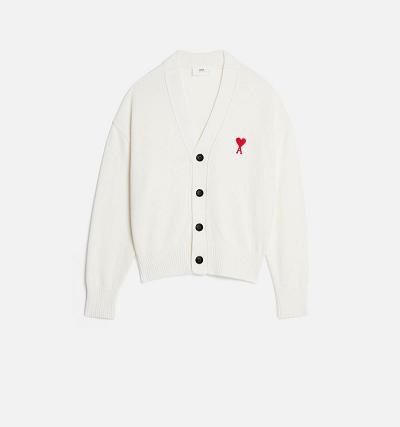 Women's Ami Paris Ami de Coeur Cardigans White | ami-AU541