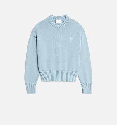 Women's Ami Paris Ami de Coeur Crewneck Sweaters Blue | ami-AU322