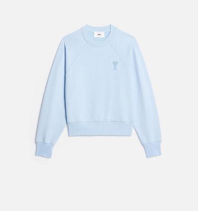 Women's Ami Paris Ami de Coeur Crewneck Sweatshirts Blue | ami-AU368