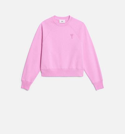 Women's Ami Paris Ami de Coeur Crewneck Sweatshirts Pink | ami-AU473