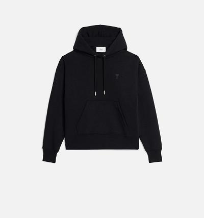 Women's Ami Paris Ami de Coeur Hoodies Black | ami-AU304