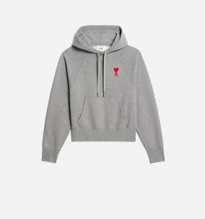 Women's Ami Paris Ami de Coeur Hoodies Grey | ami-AU391