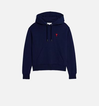 Women's Ami Paris Ami de Coeur Hoodies Navy | ami-AU210