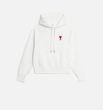 Women's Ami Paris Ami de Coeur Hoodies White | ami-AU549
