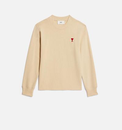 Women's Ami Paris Ami de Coeur Long Sleeves T Shirts Khaki | ami-AU413