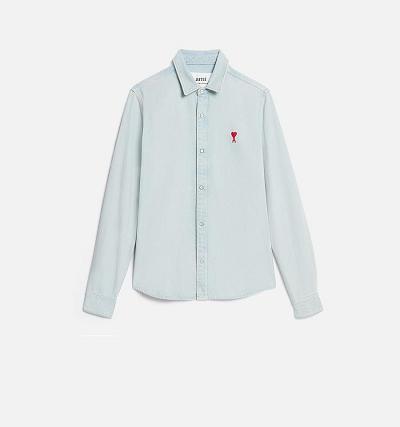 Women's Ami Paris Ami de Coeur Shirts Blue | ami-AU140