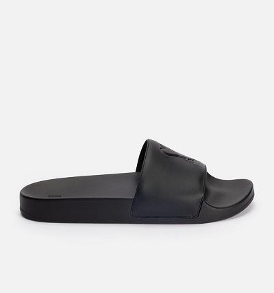 Women's Ami Paris Ami de Coeur Slides Black | ami-AU308