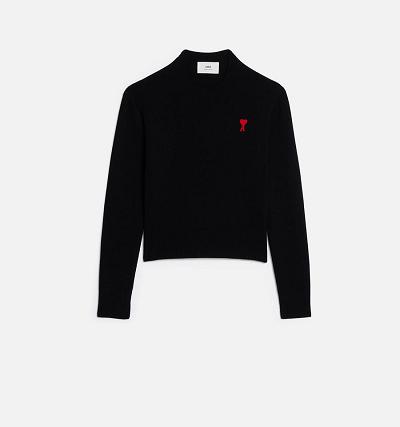 Women's Ami Paris Ami de Coeur Sweaters Black | ami-AU576