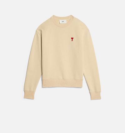 Women's Ami Paris Ami de Coeur Sweatshirts Beige | ami-AU267