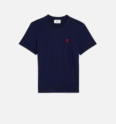Women's Ami Paris Ami de Coeur T Shirts Navy | ami-AU166