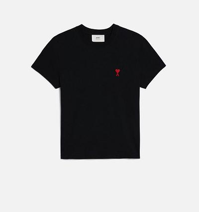 Women's Ami Paris Ami de Coeur T Shirts Black | ami-AU185
