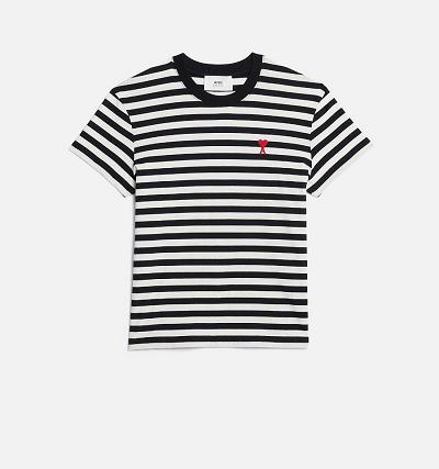 Women's Ami Paris Ami de Coeur T Shirts Black / White | ami-AU262