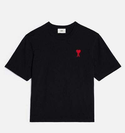 Women's Ami Paris Ami de Coeur T Shirts Black | ami-AU373