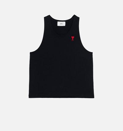 Women's Ami Paris Ami de Coeur Tanks Black | ami-AU497