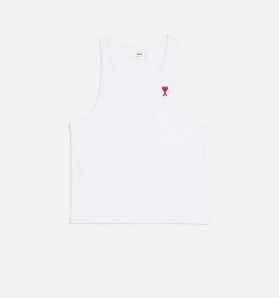 Women's Ami Paris Ami de Coeur Tanks White | ami-AU595
