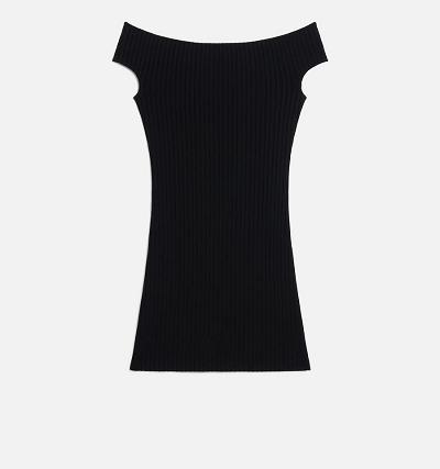 Women's Ami Paris Bare Shoulder Mini Dresses Black | ami-AU378