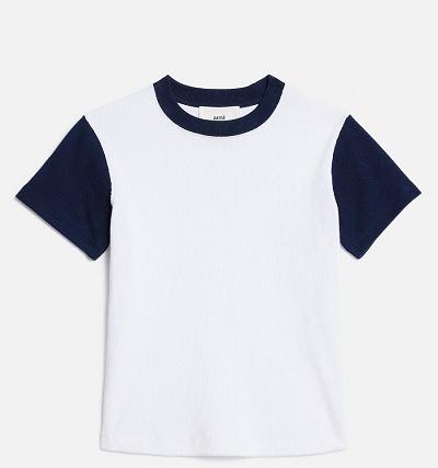 Women's Ami Paris Bicolor Ami de Cœur T Shirts White / Navy | ami-AU127