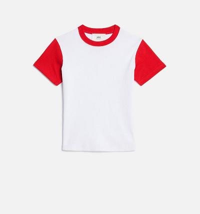 Women's Ami Paris Bicolor Ami de Cœur T Shirts White | ami-AU175