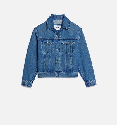 Women's Ami Paris Boxy Fit Denim Jackets Blue | ami-AU297