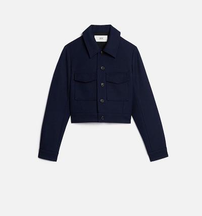 Women's Ami Paris Buttoned Jackets Navy | ami-AU256
