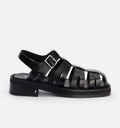 Women's Ami Paris Fisherman Sandals Black | ami-AU309