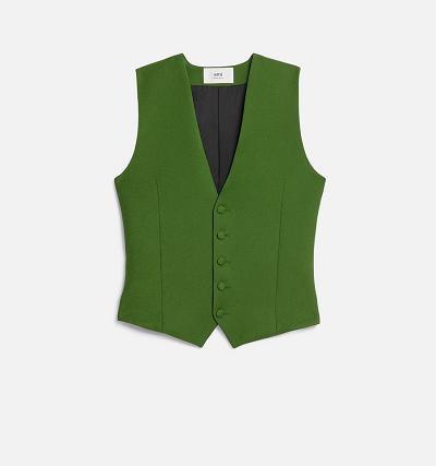 Women's Ami Paris Fitted Sleeveless Jackets Green | ami-AU389