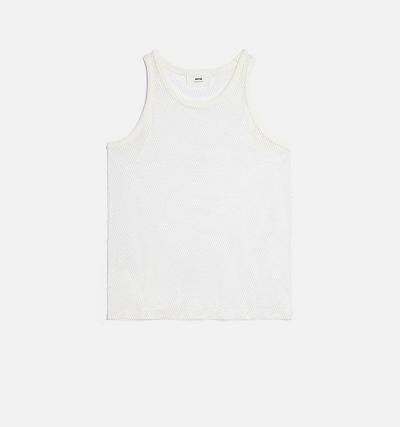 Women's Ami Paris Oversized Tanks White | ami-AU614