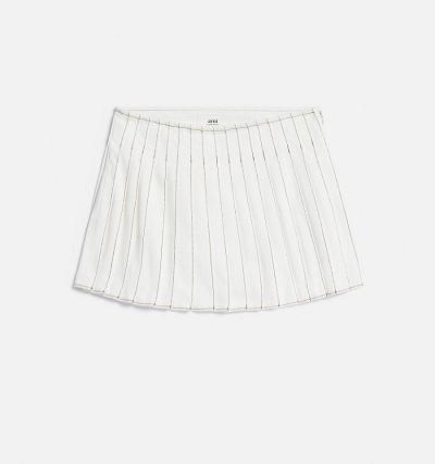 Women's Ami Paris Pleated Denim White | ami-AU486