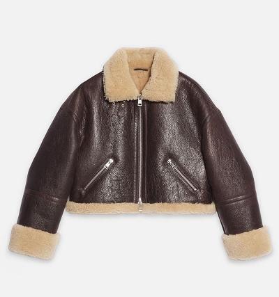 Women's Ami Paris Shearling Jackets Brown | ami-AU312