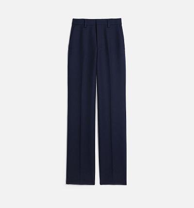 Women's Ami Paris Straight Fit Pants Navy | ami-AU342