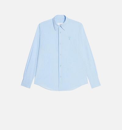 Women's Ami Paris Tonal Ami de Coeur Shirts Blue | ami-AU323